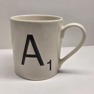 Scrabble Tile Coffee Mug Letter A1 Official 2014 Wild & Wold Ivory Black